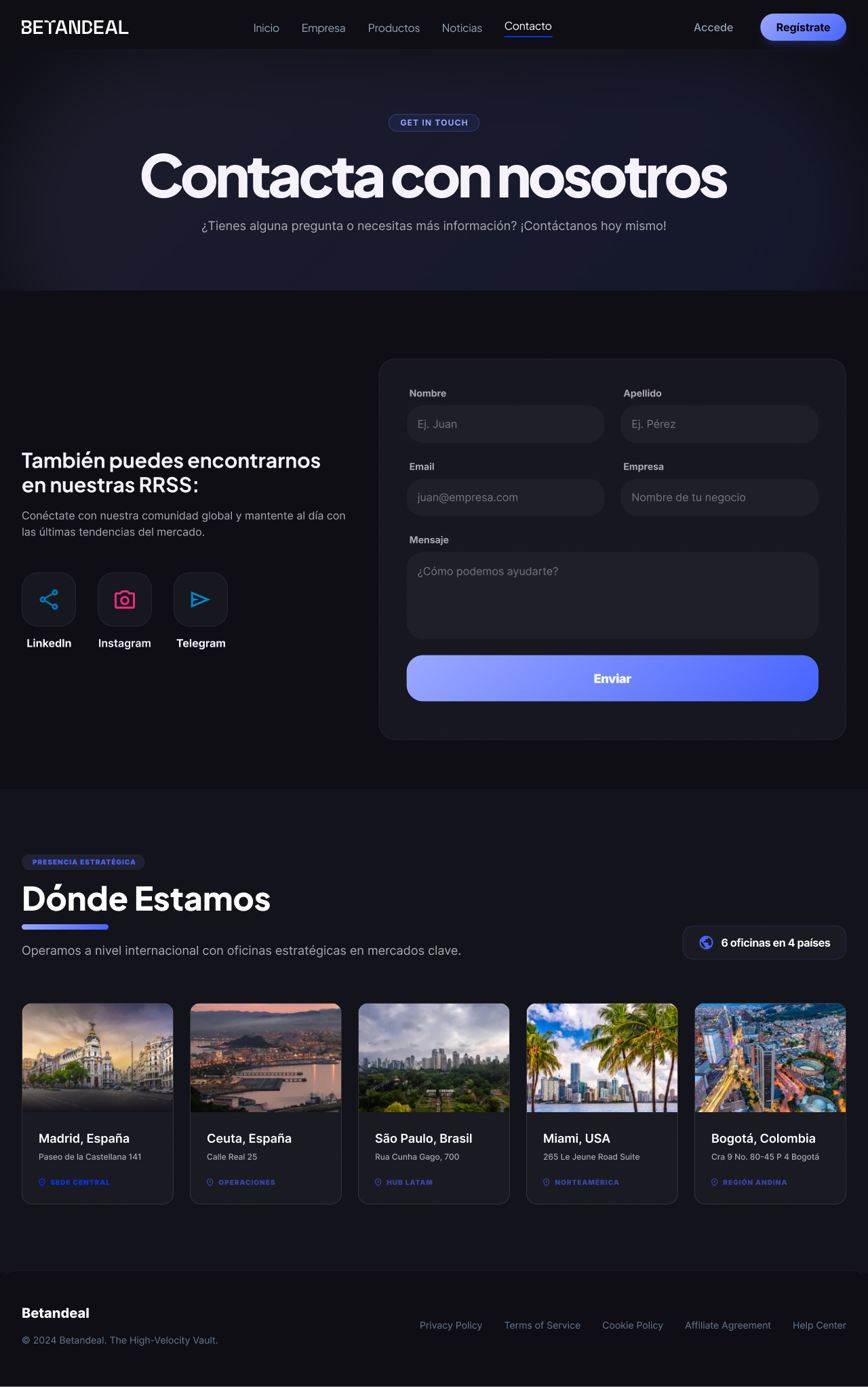 Betandeal Figma Contacto